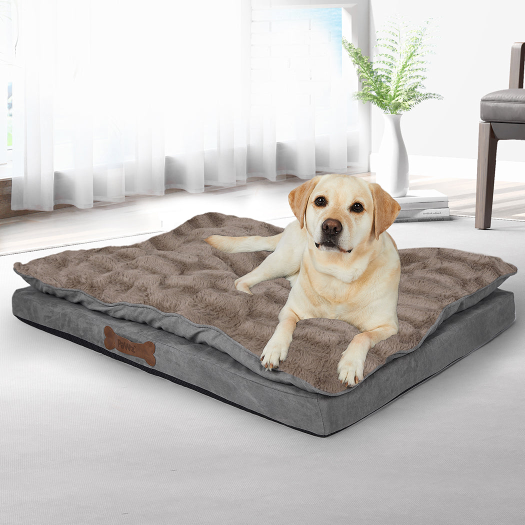 Dog Calming Bed Warm Soft Plush Comfy XL Khaki X-Large-1942353079592685574