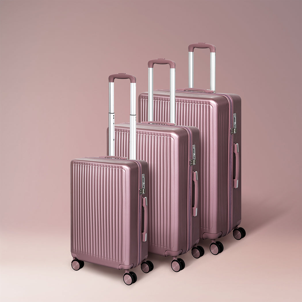 Slimbridge Luggage Suitcase Trolley Rose gold 3pc 20"+24"+28"-1942352948487131142