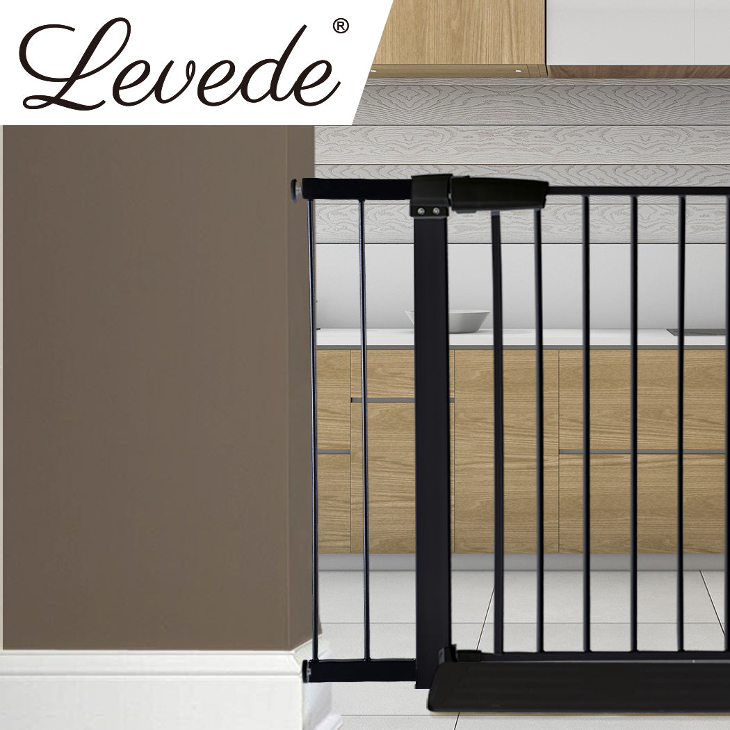 Levede Baby Safety Gate Adjustable Pet Black 10cm Extension-1910113186946879494