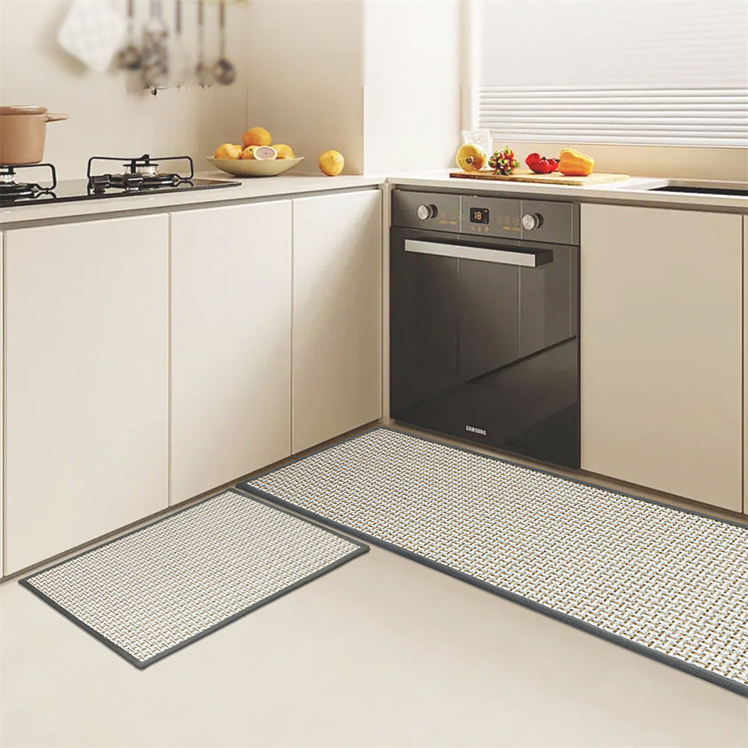 Marlow Kitchen Rug 2PCS Woven Non Slip Absorbent Grey-1942353698965557254