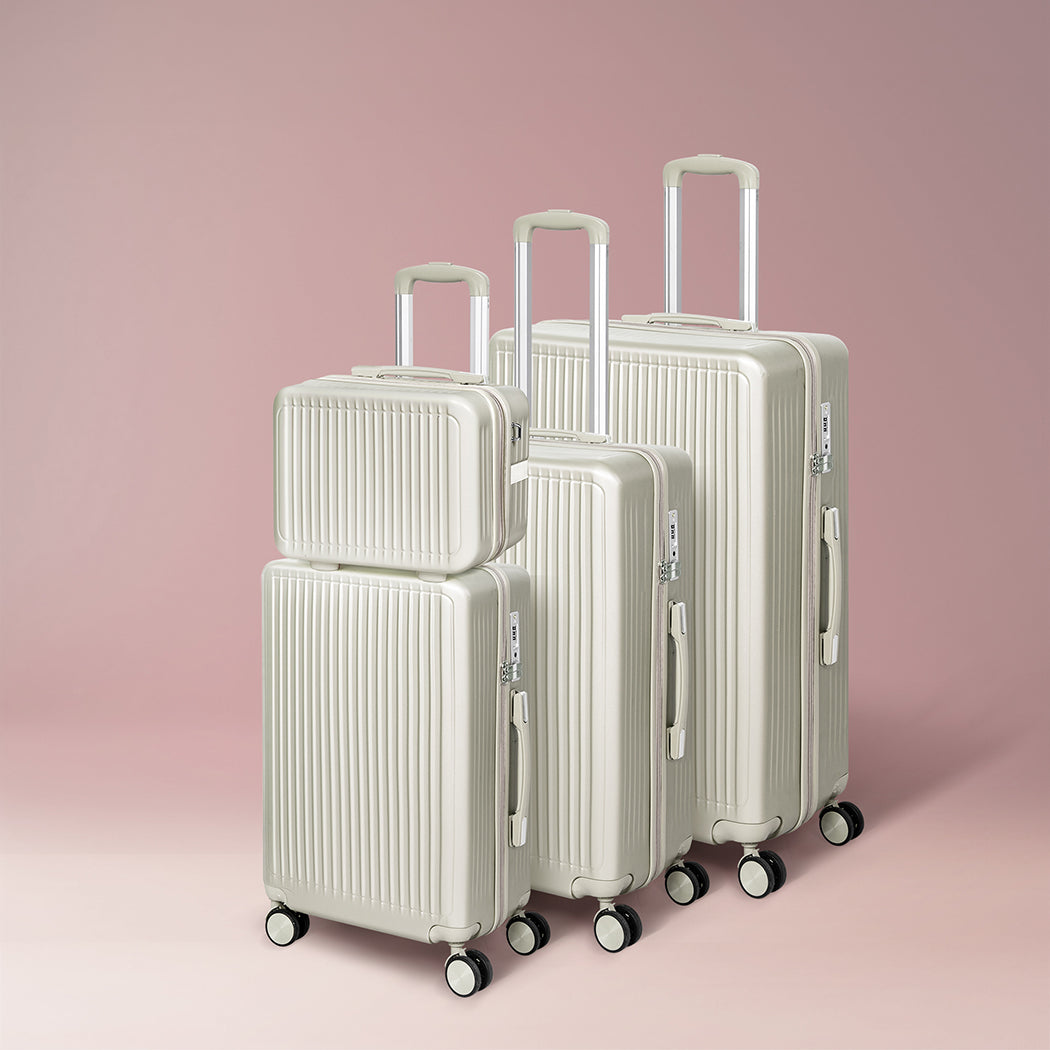 Slimbridge Luggage Suitcase Trolley White 4pc 14"+20"+24"+28"-1942352949233717254