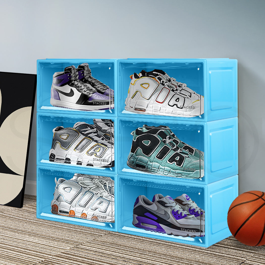 Stacked Sneaker Display Case Shoe Storage Blue-1942352815309590534