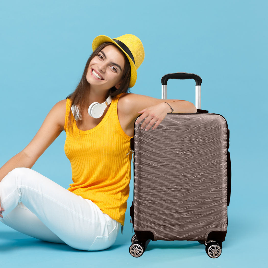 Slimbridge 20" Carry On Travel Luggage Coffee 20 inch-1942352930434846726