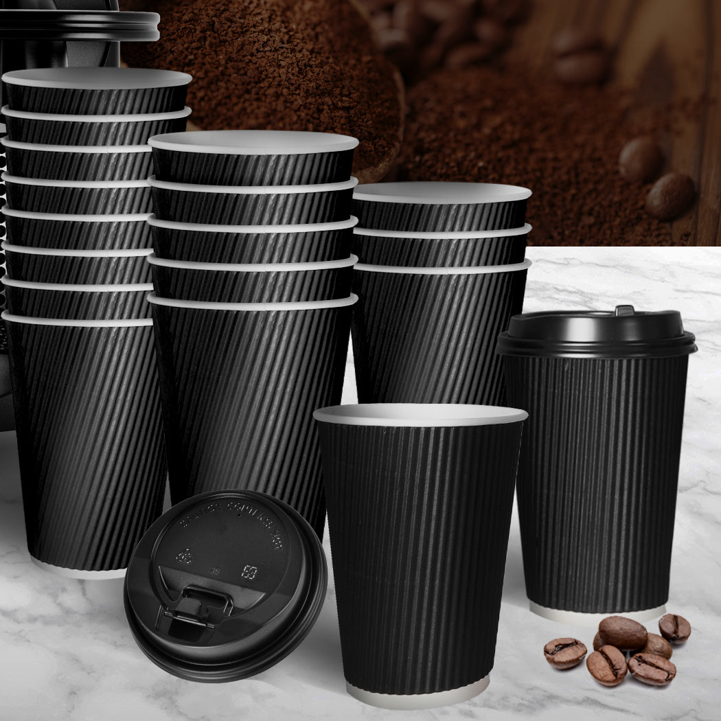 1000 Pcs 8oz Disposable Takeaway Coffee Black-1942353276422983686