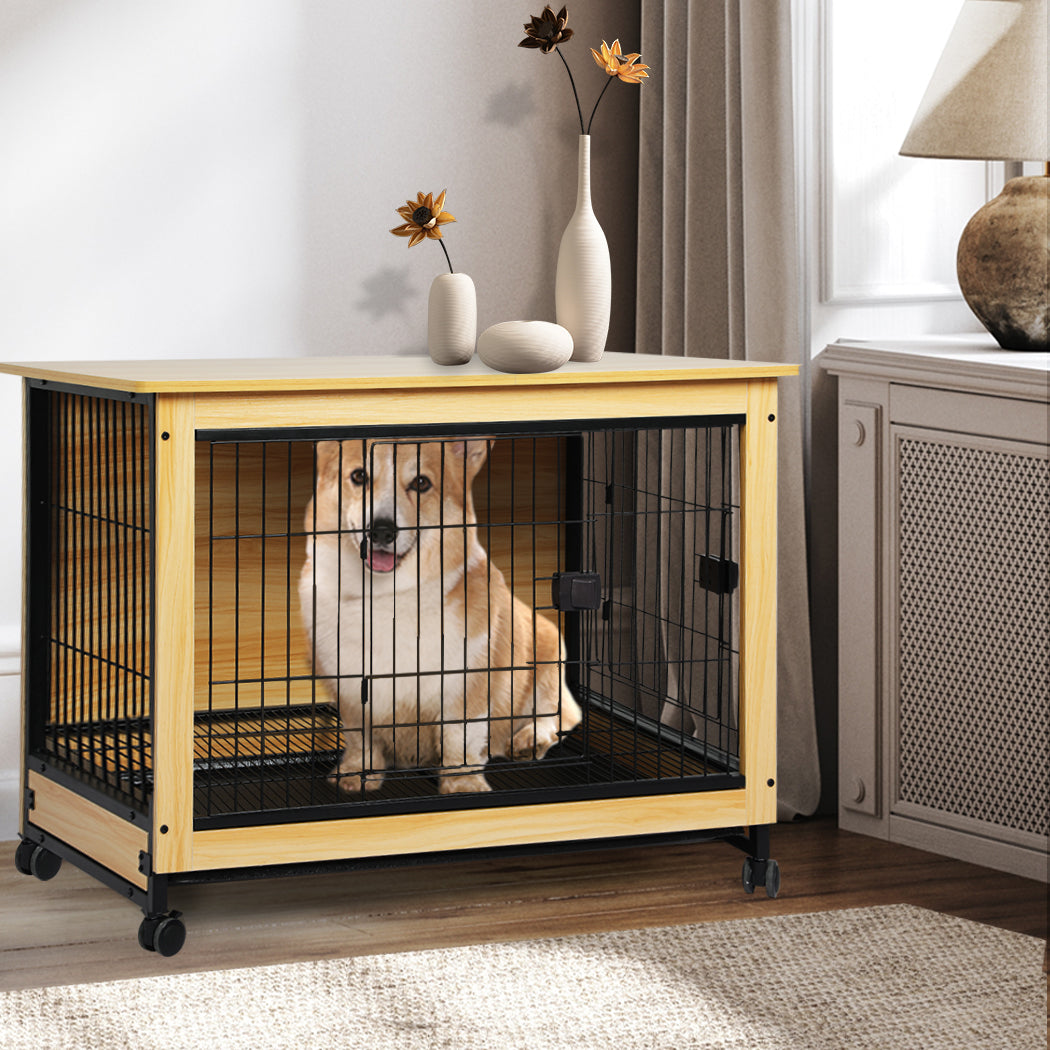 PaWz Wooden Wire Dog Kennel Side End L Large-1942352752306950150