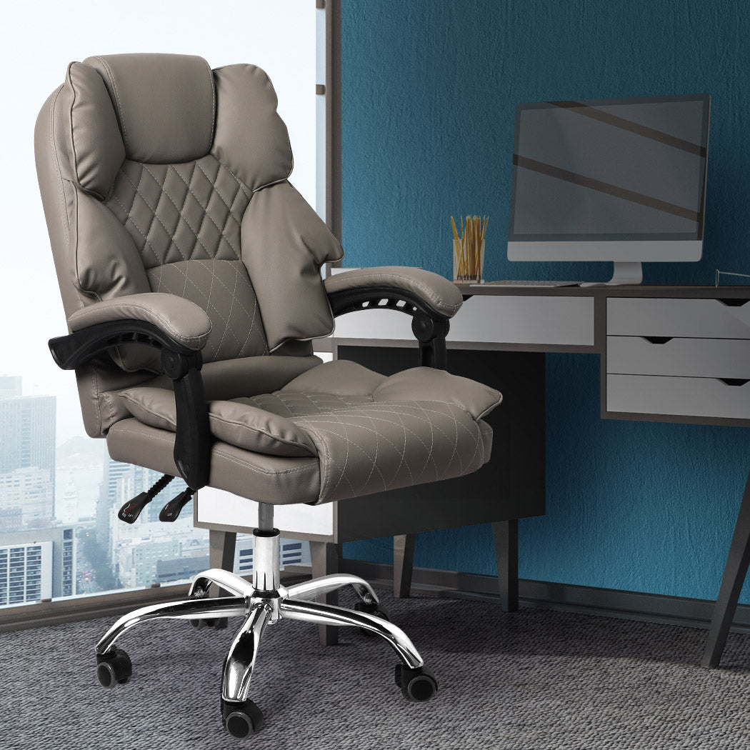 Levede Gaming Chair Office Computer Grey No Footrest-1910112923154518022
