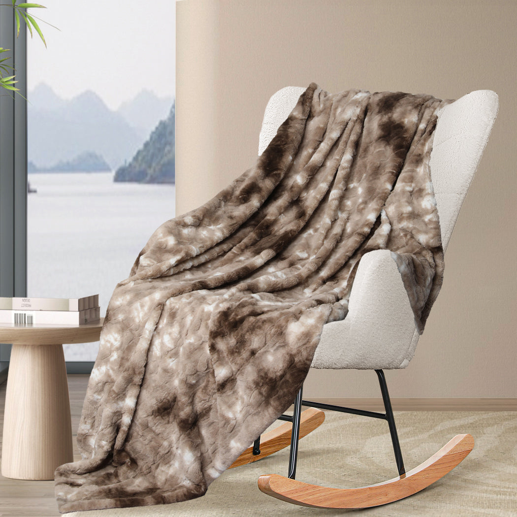 Dreamz Luxury Tie-dyed Blanket Brown 127cm x 152cm-1942353604396584967