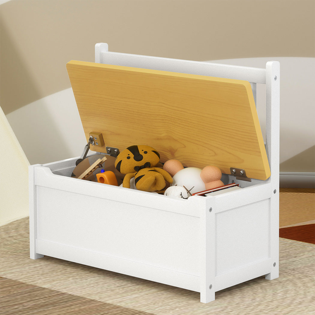 Levede 2-In-1 Kids Toys Storage Bench Box Wooden Chair-1919278366339502086