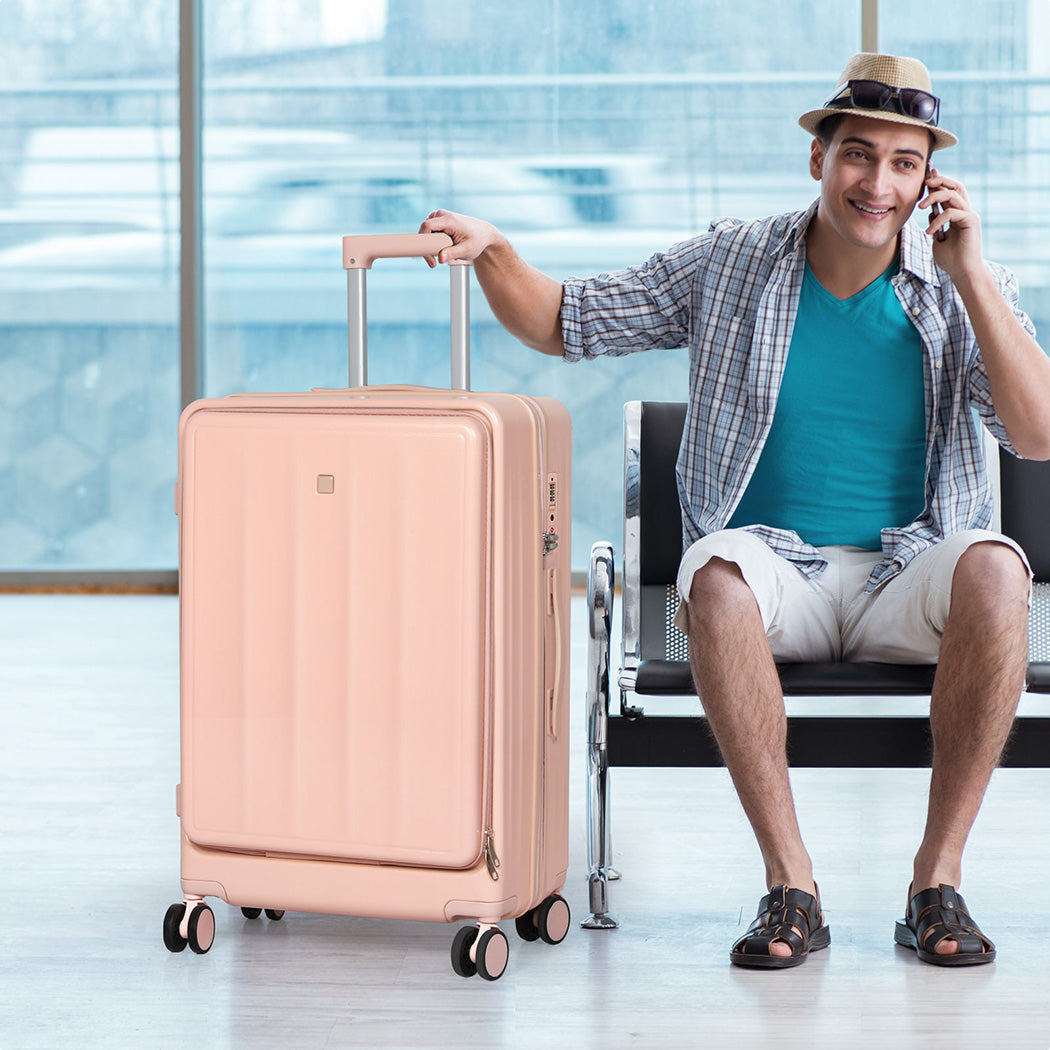 Slimbridge 26" Luggage Trolley Travel Hard Pink-1942353661778857990