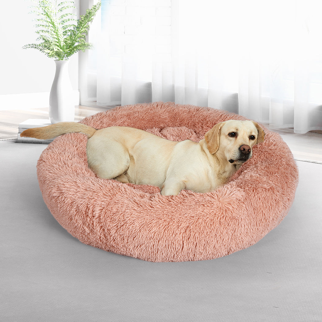 PaWz Pet Bed Cat Dog Donut Nest Calming M Pink Medium-1942353254771986438