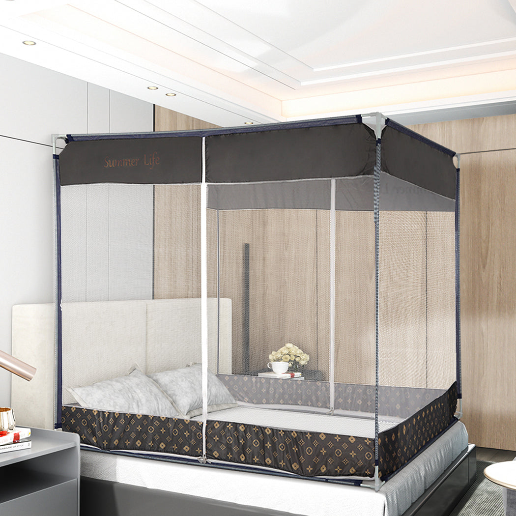 Dreamz Mosquito Bed Nets Foldable Canopy Square Grey-1910112871577161734