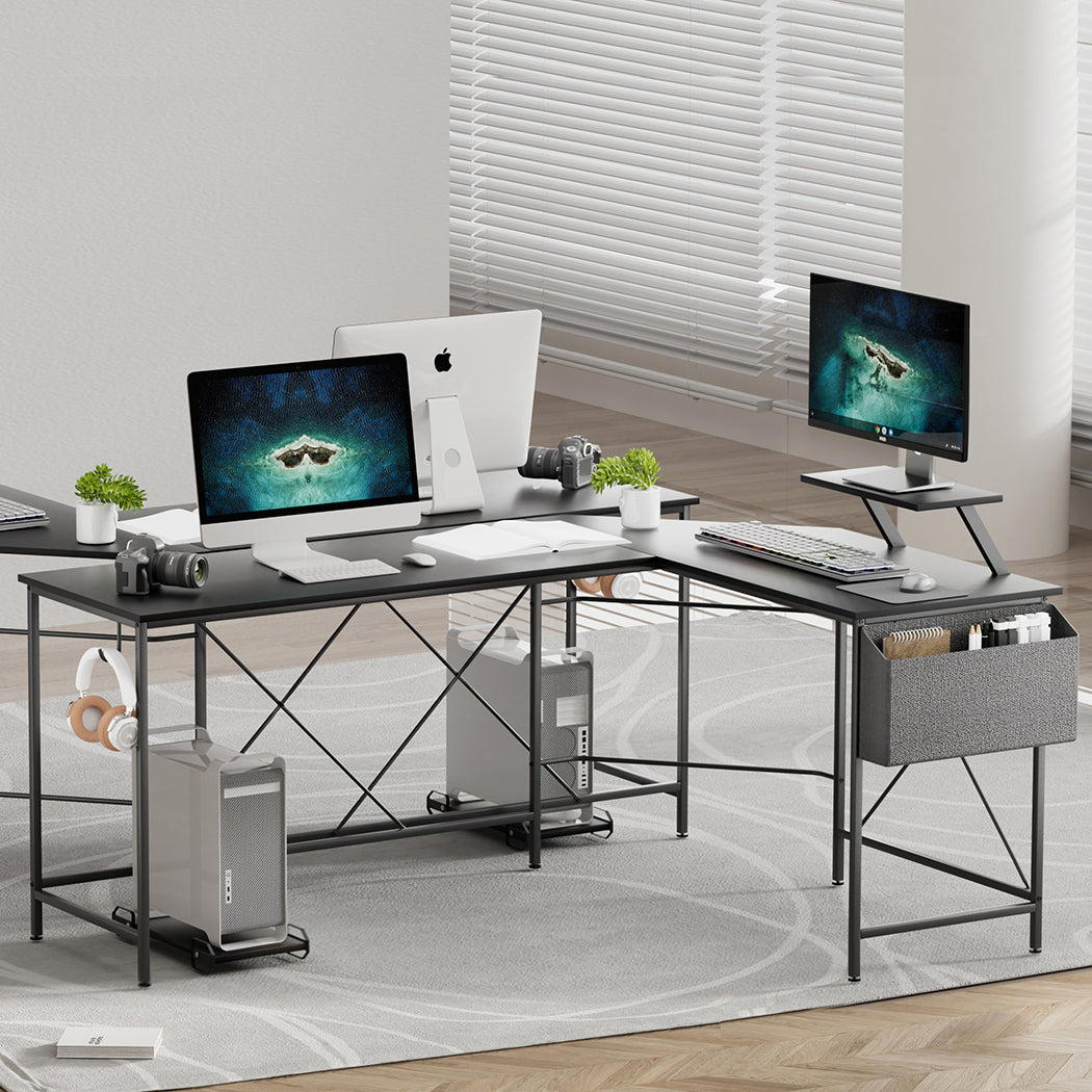 Levede Computer Desk Corner Desk Black-1910112201767784454