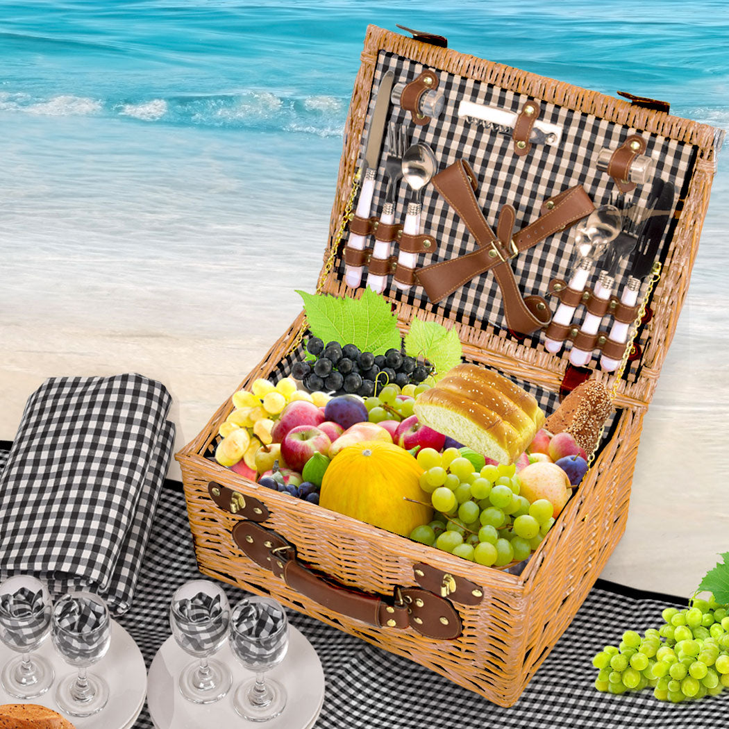 4 Person Picnic Basket Baskets Set Outdoor-1942353783468199942