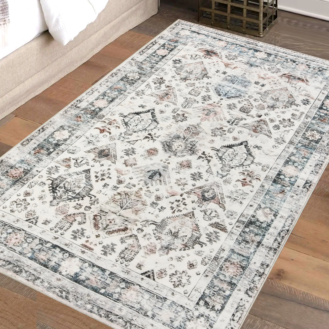 Marlow  Floor Rug Vintage Short Pile Washable Carpet Soft Plush Non Slip 160x120-1942353625628151815