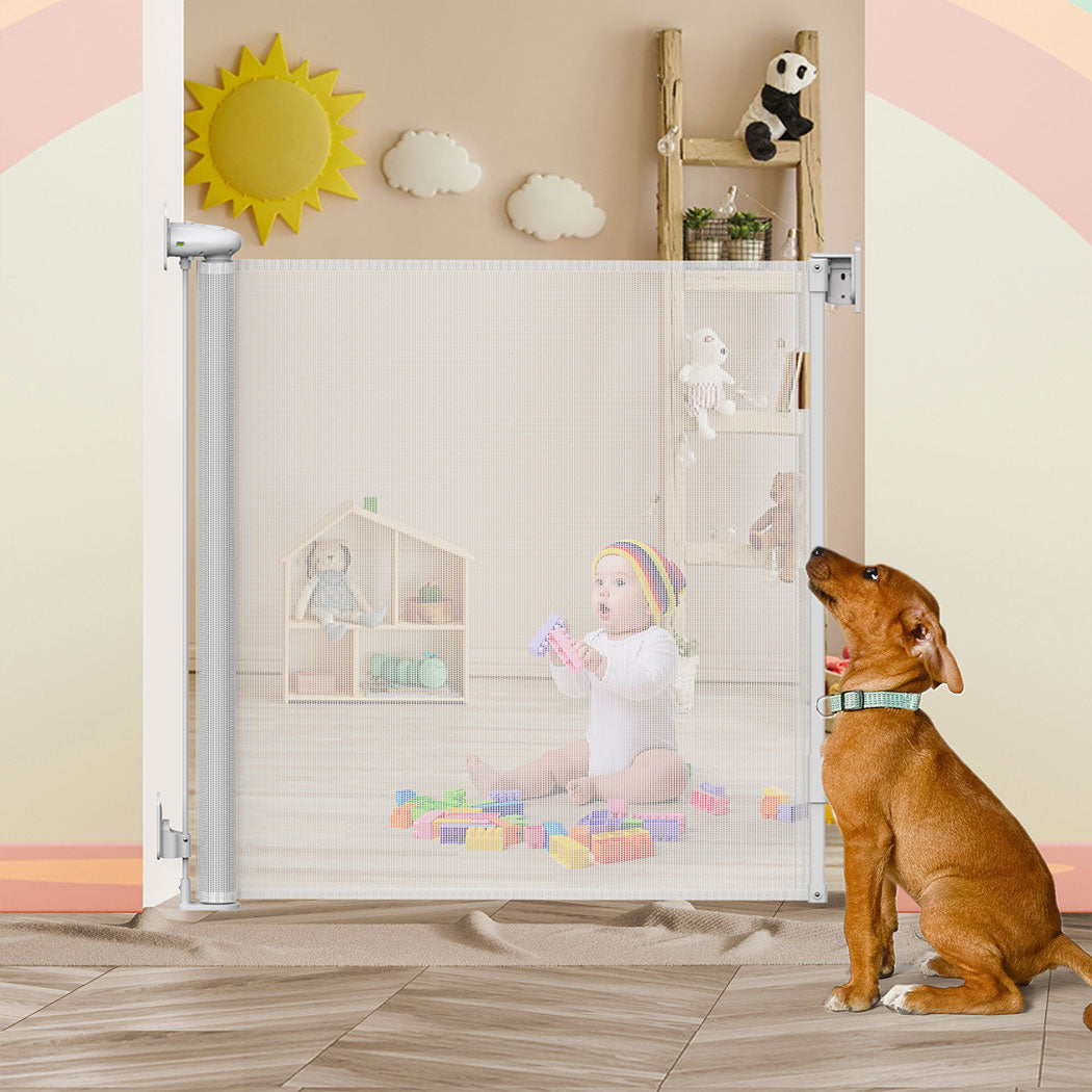 BoPeep Retractable Baby Safety Gates 150cm White 150 cm-1910112818443718662