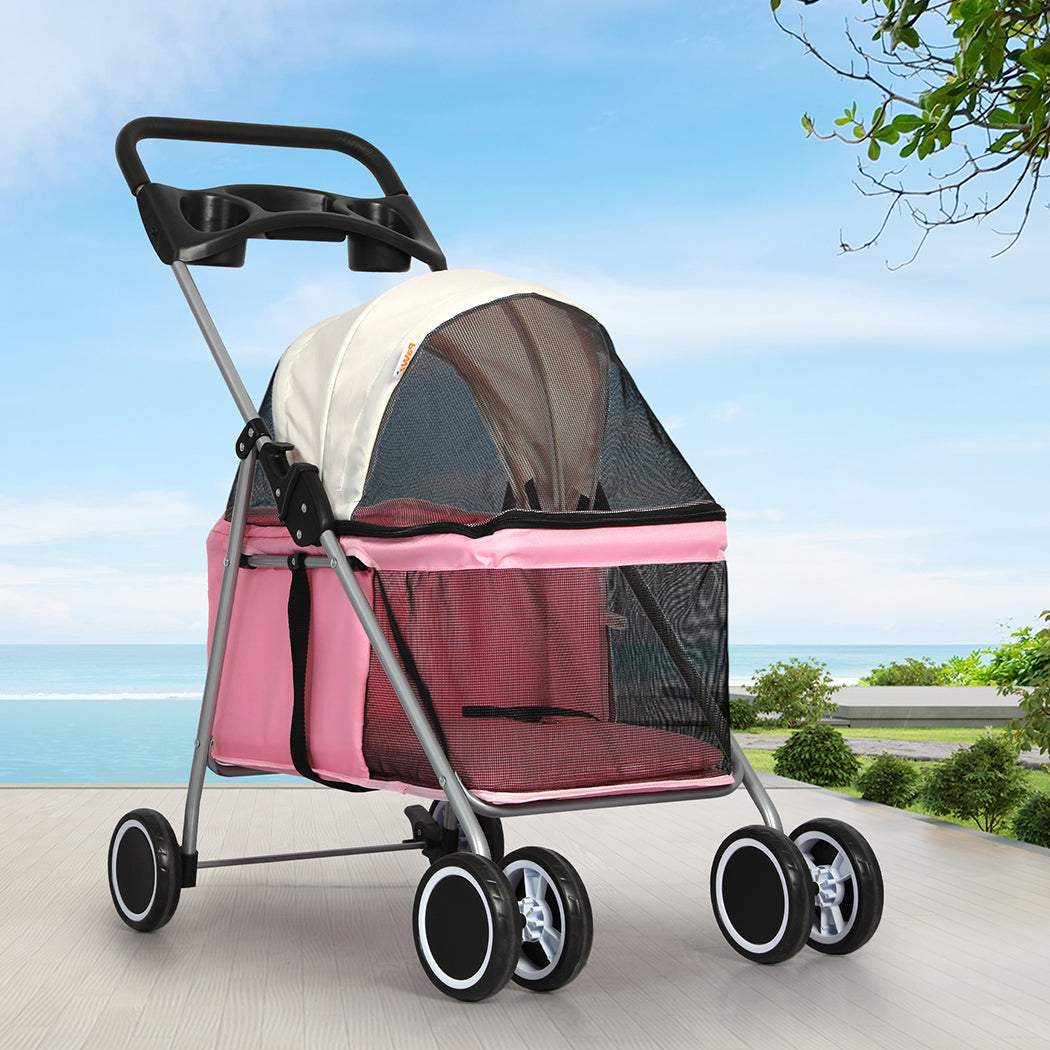 PaWz Pet Stroller Dog Cat Carrier Foldable Pink-1942352821169033222