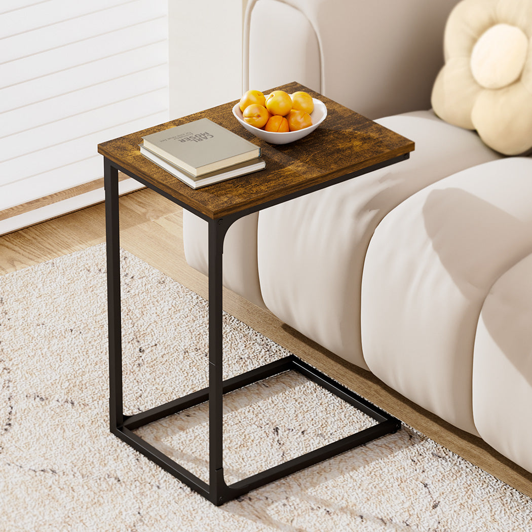 Levede C-shaped End Table Side Sofa Coffee Wood Overbed Laptop Table Industrial-1910112206297632774