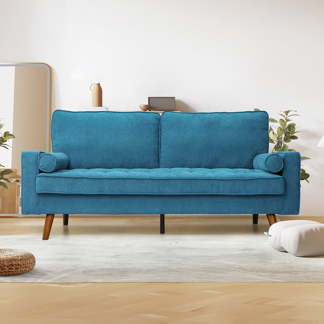 Levede Fabric Sofa Armchair 3 Seater Couch Blue 191cm Wide-1910112520178372614