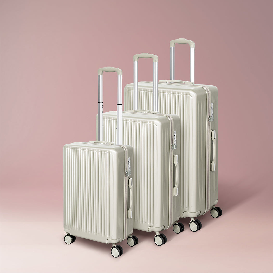 Slimbridge Luggage Suitcase Trolley White 3pc 20"+24"+28"-1942352948675874822