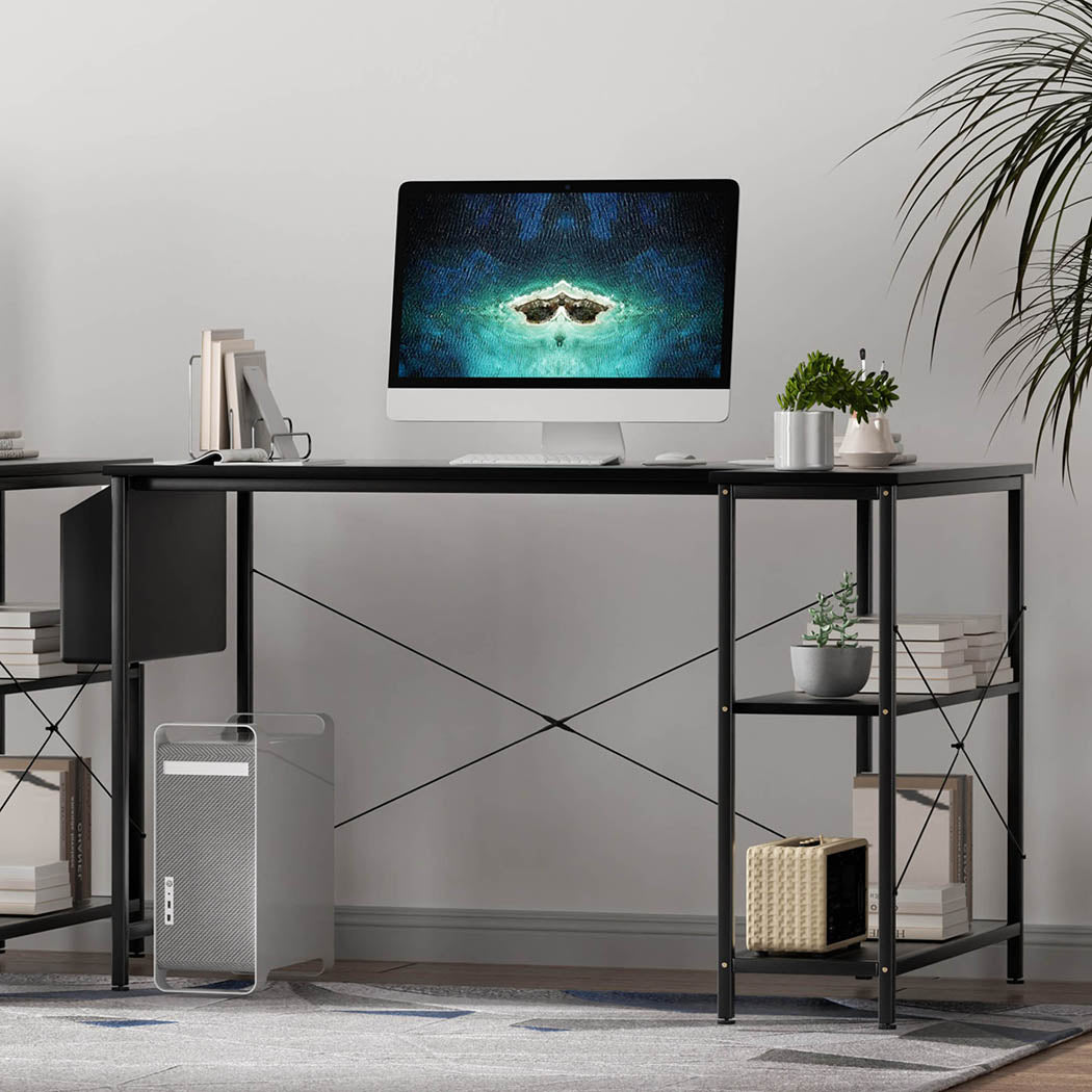 Levede L Shaped Computer Desk Home Desk Black-1910112202434678790