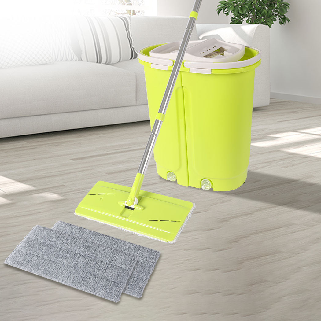 Cleanflo Flat Mop Bucket Set Cleaner Green-1942353180725743622