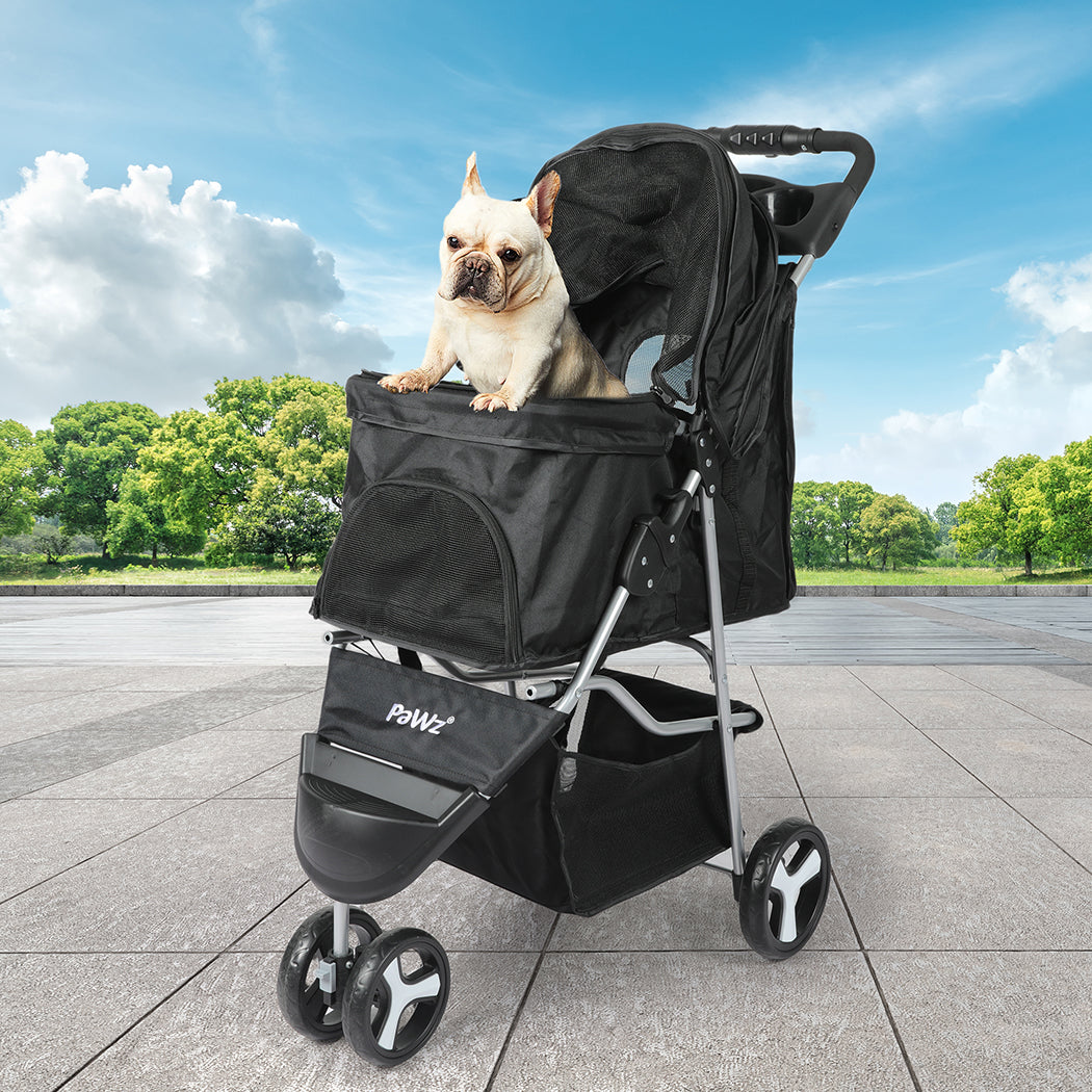 PaWz Large Pet Stroller Dog Cat Carrier Black-1942352819982045190