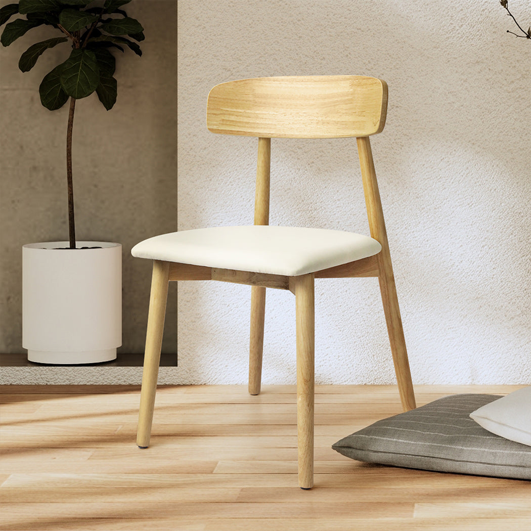 Levede 2x Dining Chairs Kitchen Chair Natural-1910113301430407174