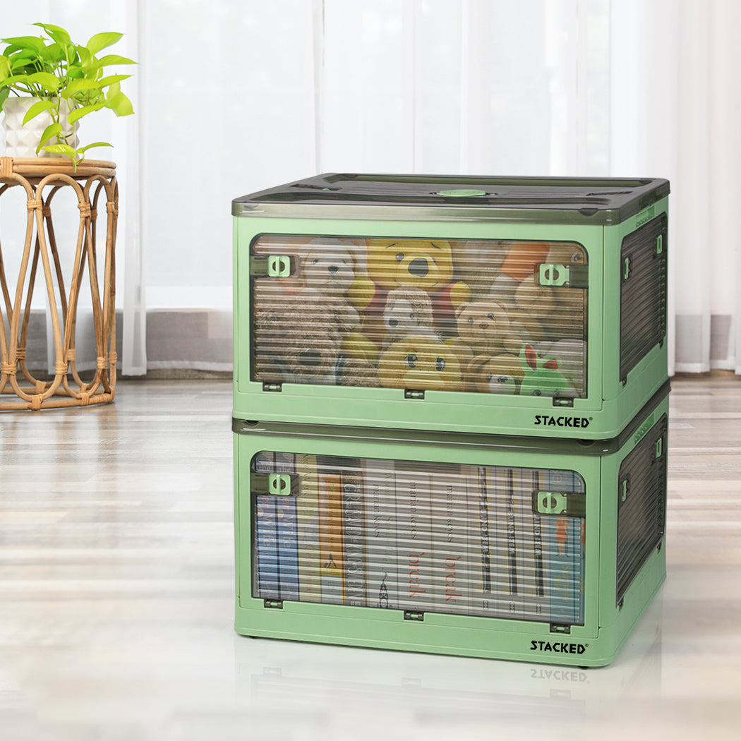 Storage Containers Stackable Lid Clothes S Green Small-1942352813262770182