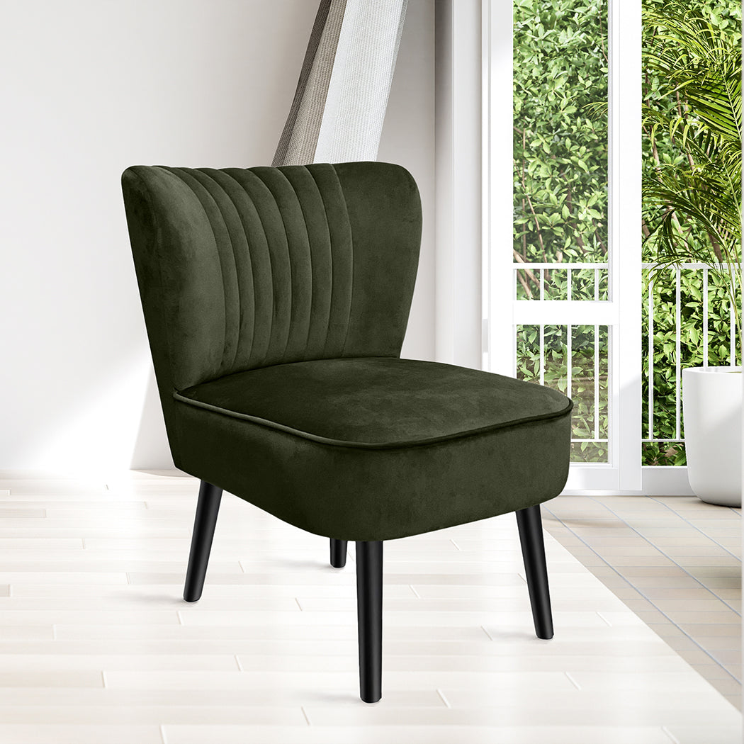 Levede Accent Chair Foot Stool Set Ottoman Green-1919892908174086150