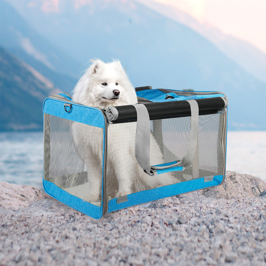 Pawz 3 in 1 Pet Soft Crate Dog Cat Carrier XL Size Blue-1942353704355237894