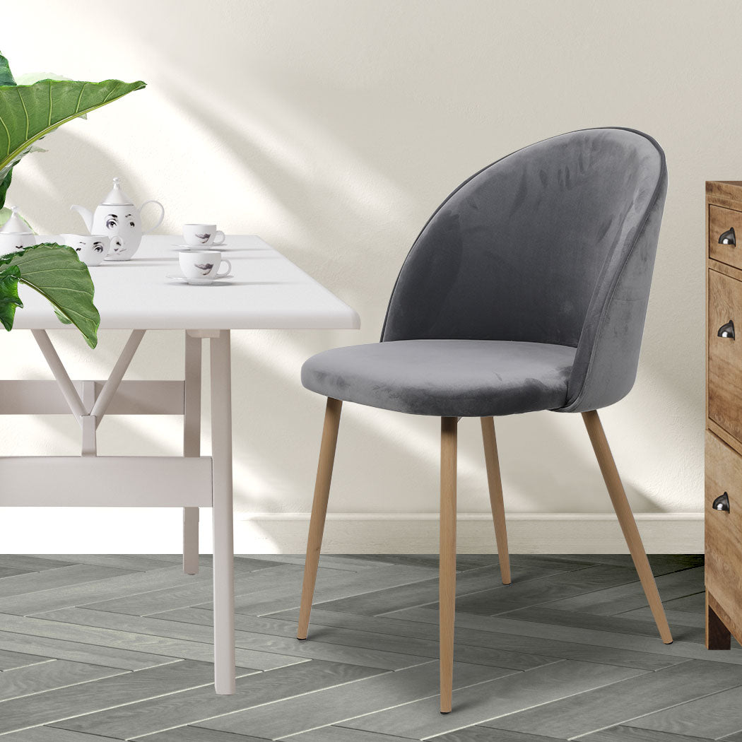Levede 2x Dining Chairs Seat French Grey-1910113282660896774
