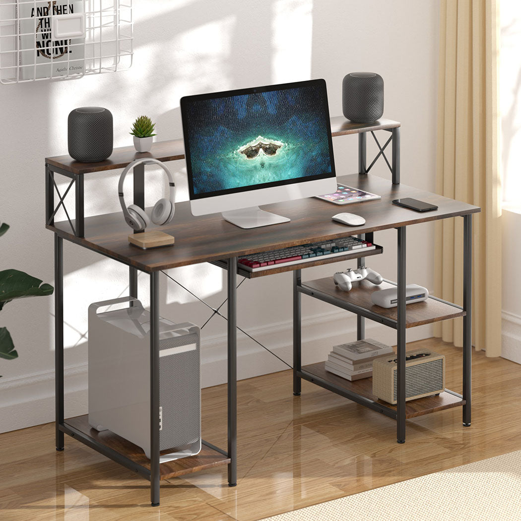 Levede Office Gaming Computer Desk Brown-1937319786035941382