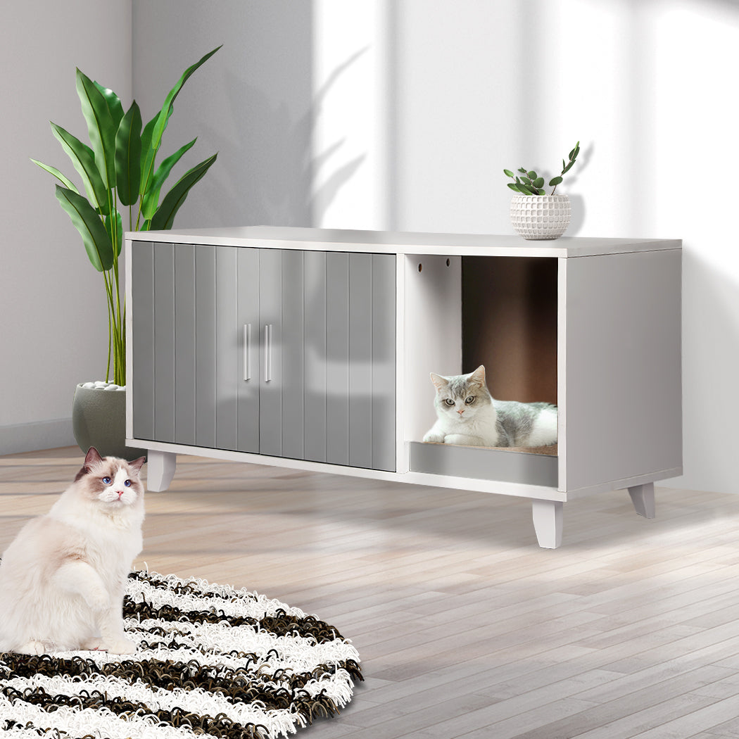 PaWz Enclosed Cat Litter Cabinet Box Grey-1942352745843527686