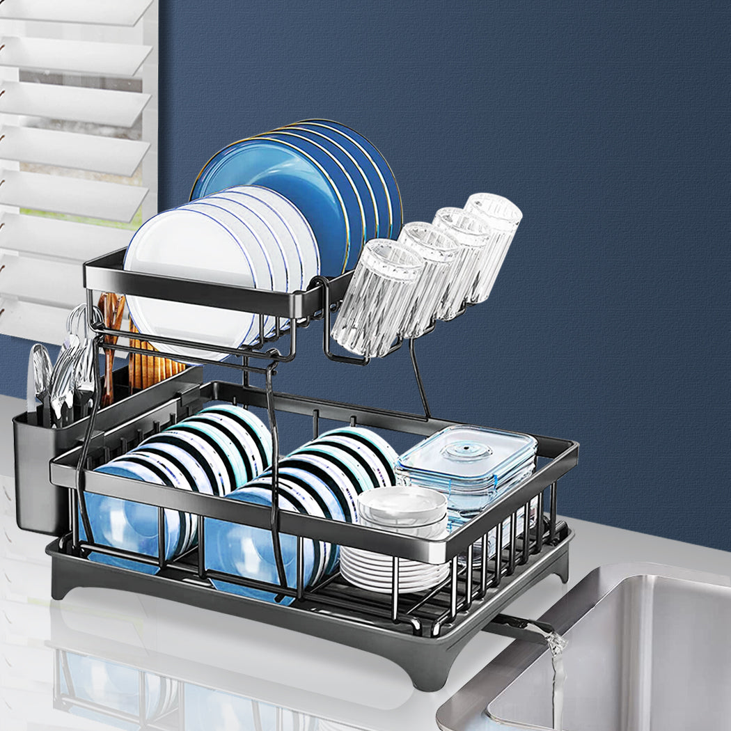 TOQUE Detachable Dish Drying Rack Cutlery Black-1942352917025656838