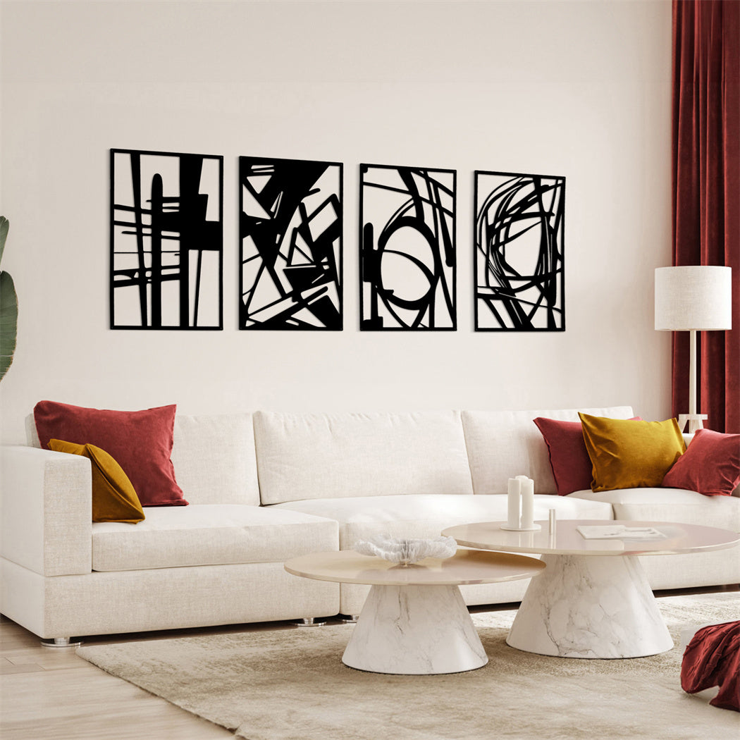 Yezi Metal Wall Art 4Pcs Abstract Minimalist Line Decor-1942353710302760966