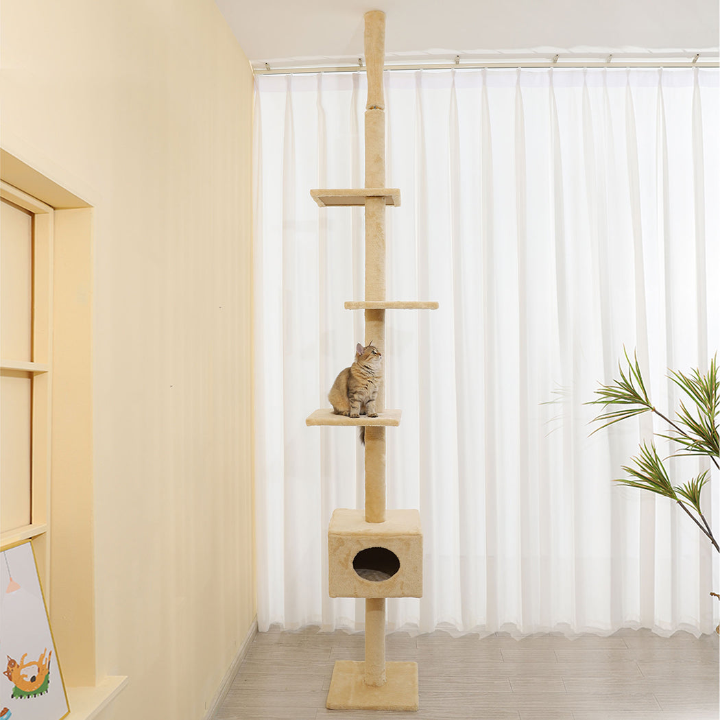 PaWz Cat Scratching Post Tree Cubby Beige-1942352735496179718
