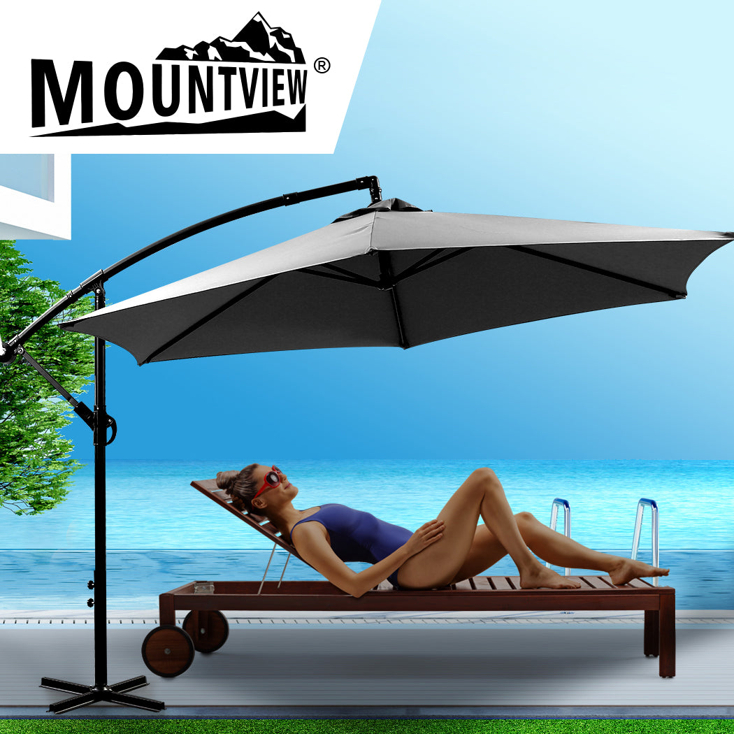 Mountview 3M Outdoor Umbrella Cantilever Grey Without Base-1942353014971043846