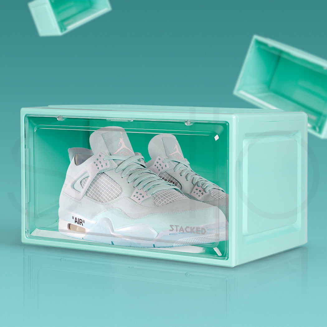 Stacked Sneaker Display Case Stackable Cyan-1942352814785302534