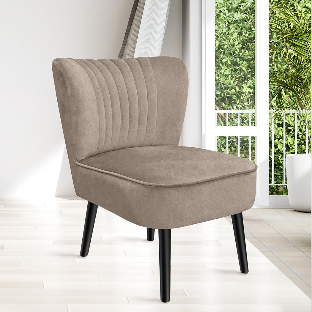 Levede Accent Chair Foot Stool Set Ottoman Cream-1919892908006313990