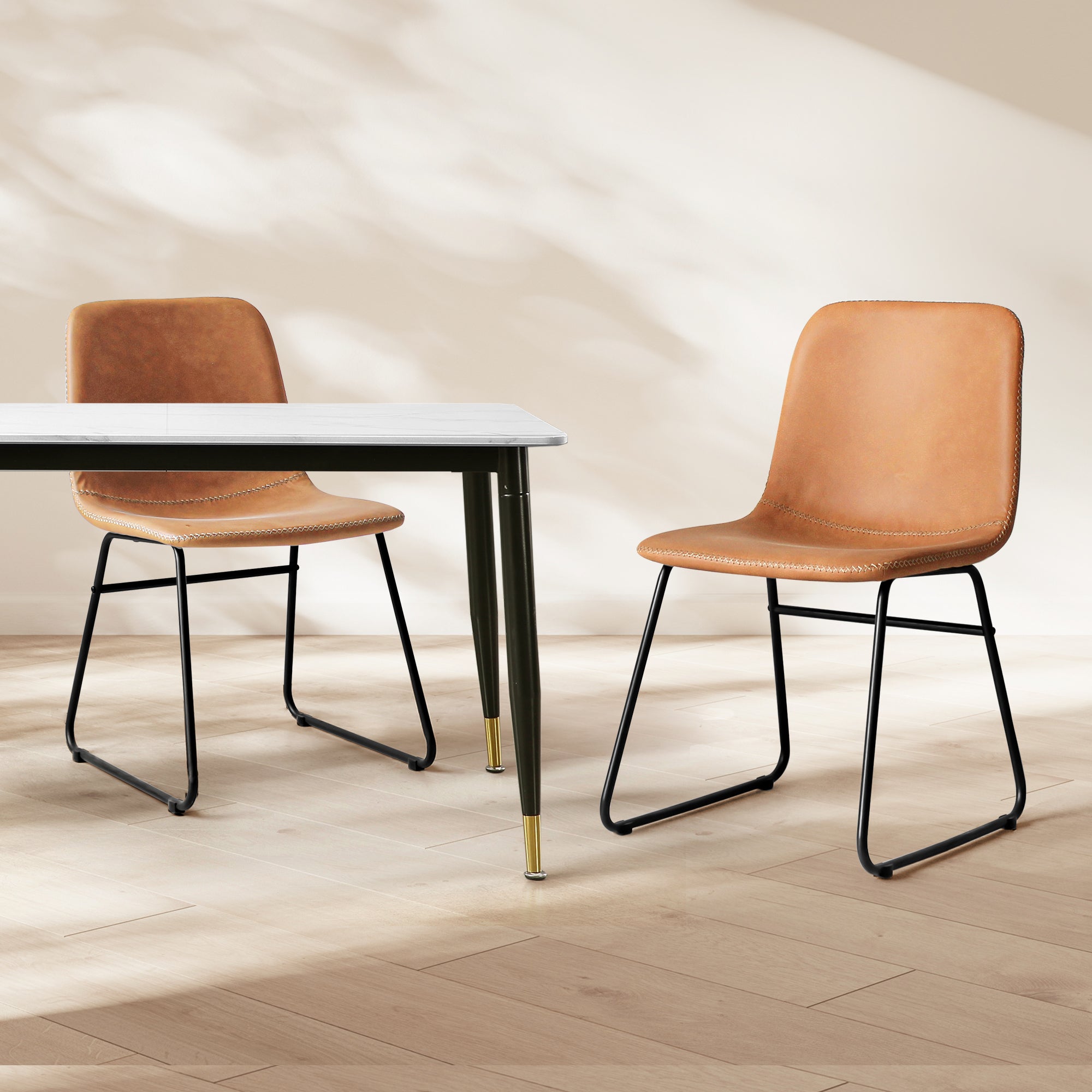 Levede 2x Dining Chairs Kitchen Table Brown-1910113301069697030