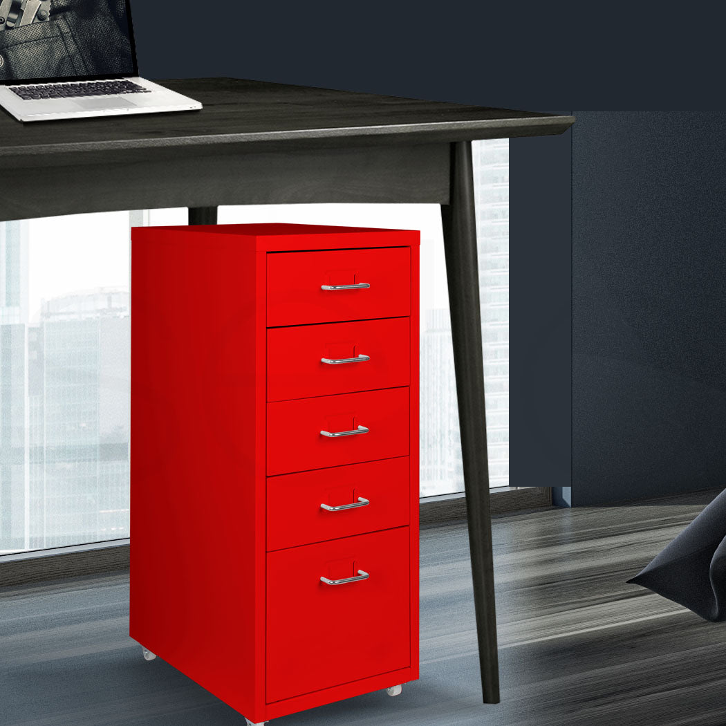 Levede 5 Drawer Office Cabinet Drawers Red-1917016720799830022
