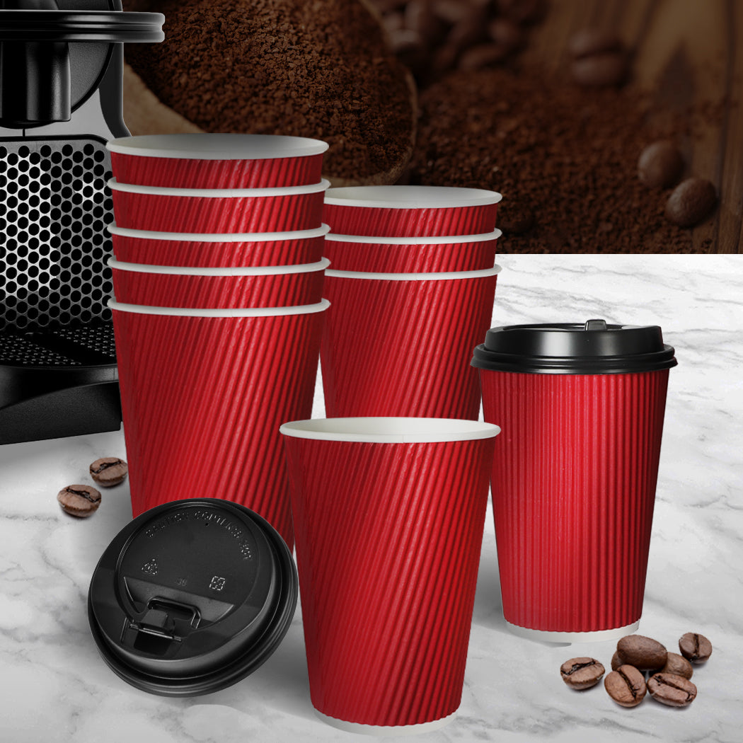 100 Pcs 16oz Disposable Takeaway Coffee Red-1942353276968243206