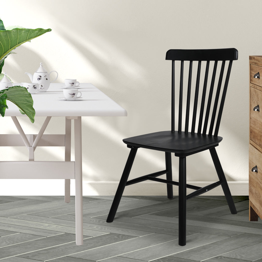 Levede 2x Dining Chairs Kitchen Winsor Black-1910113281712984070