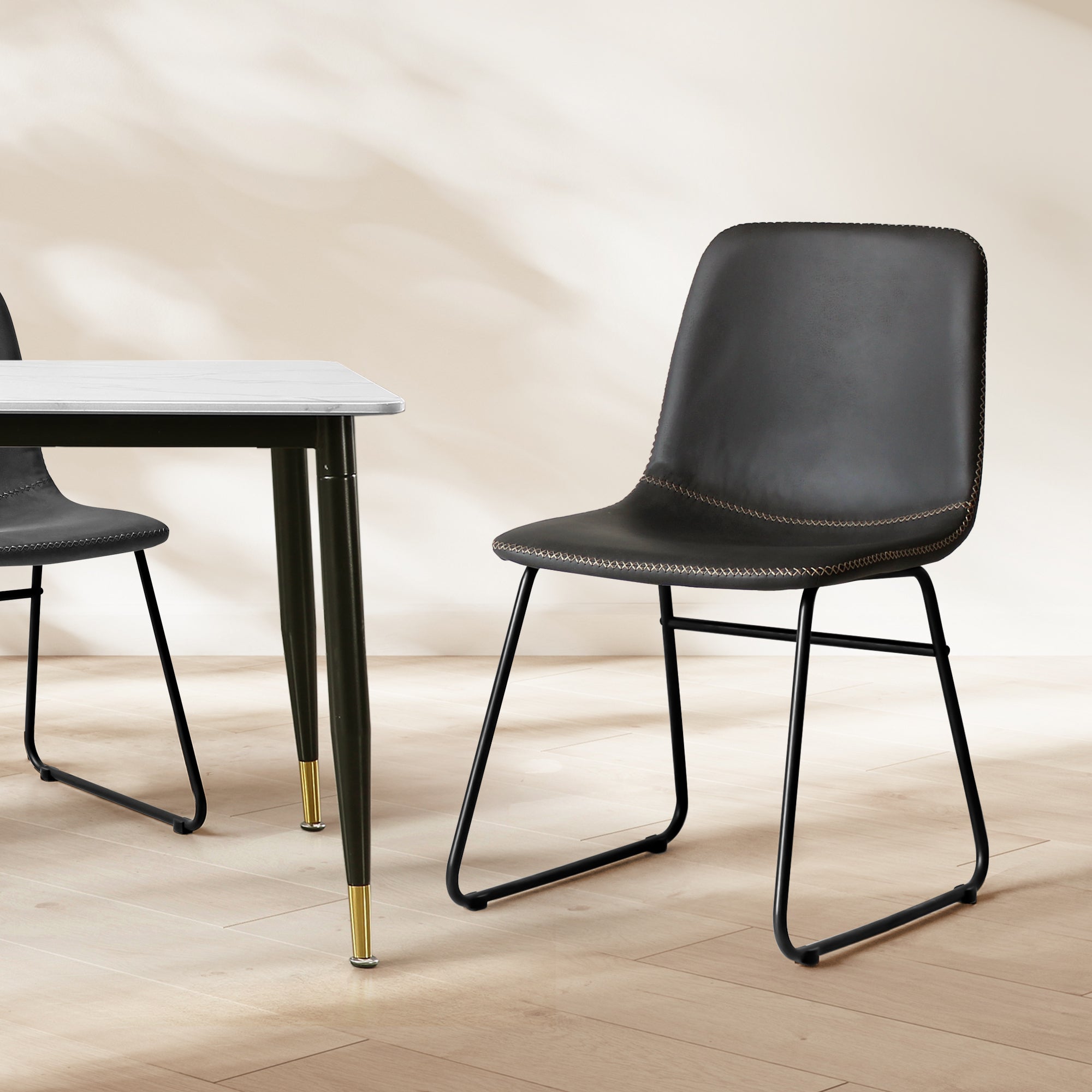 Levede 2x Dining Chairs Kitchen Table Black-1910113300868370438