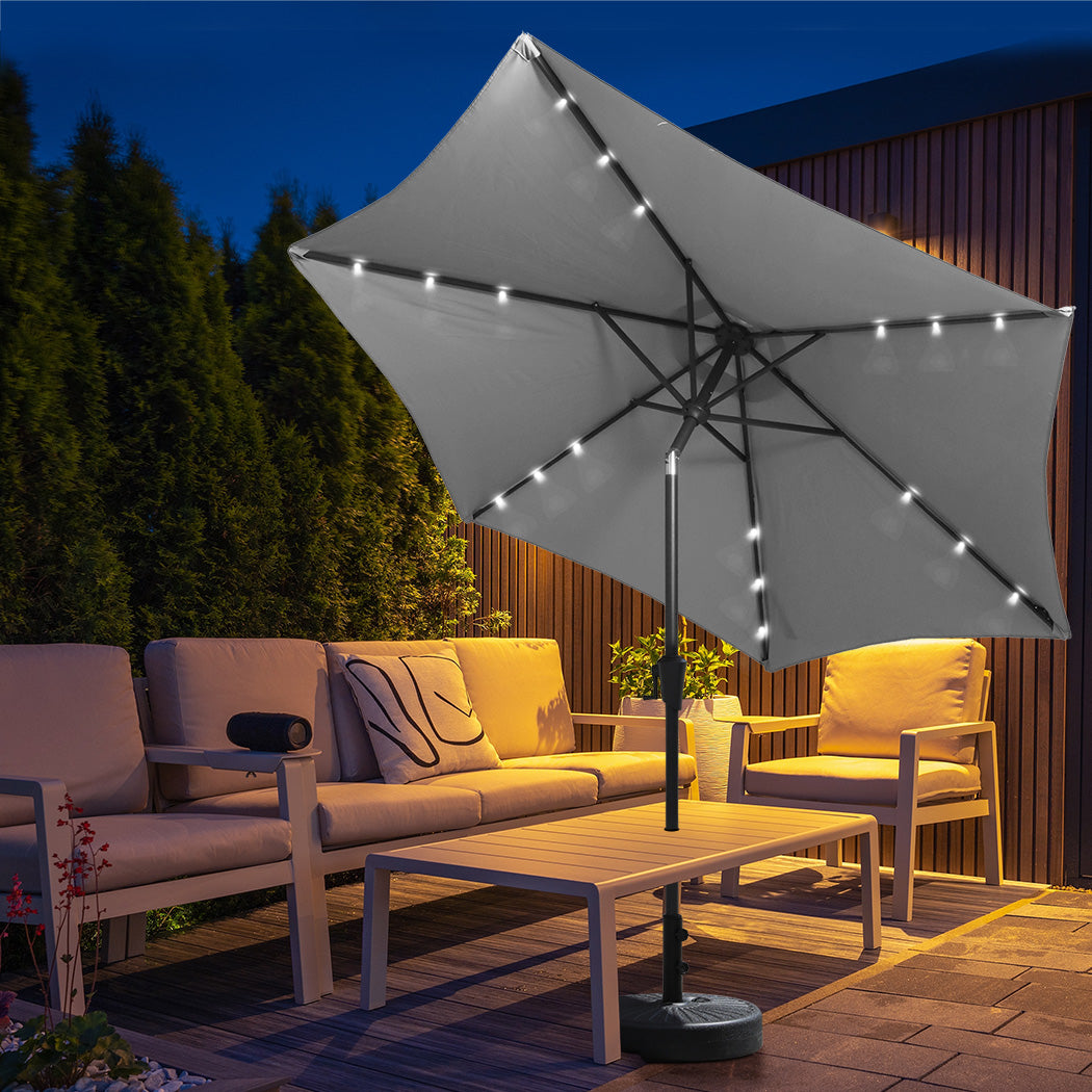 Centra 2.7M LED Outdoor Umbrella Base Stand Grey-1942353663704043526