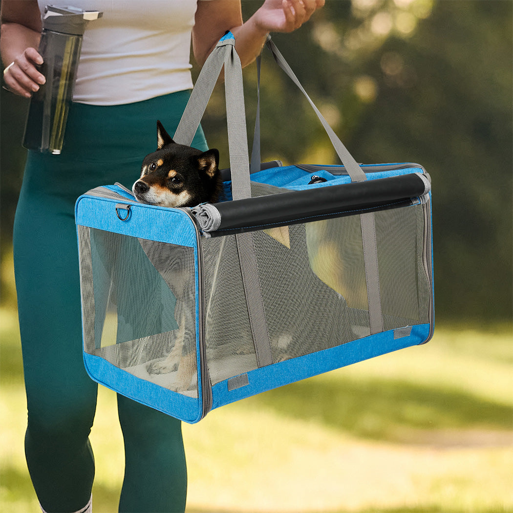 Pawz 3 in 1 Pet Soft Crate Dog Cat Carrier L Size Blue-1942353703617040390