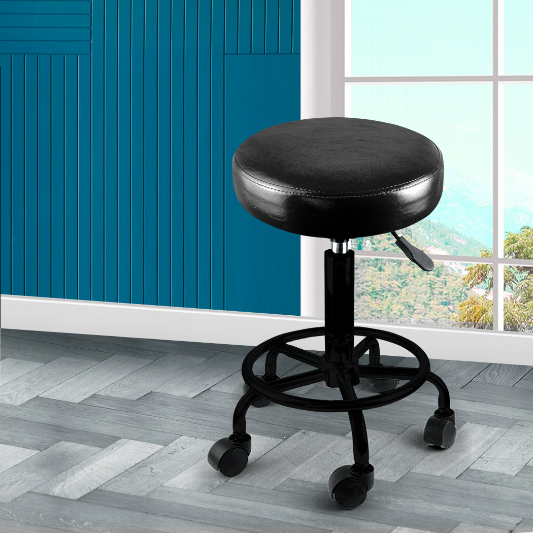 Levede Salon Stool Swivel Bar Stools Black with Black Stand-1910112553946714118