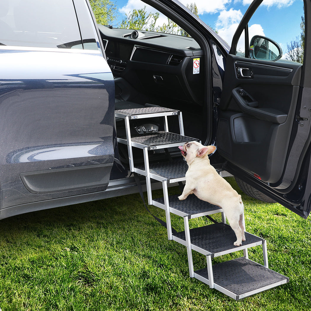 PaWz 6 Steps Dog Ramp Adjustable Height Black-1942352744128057350