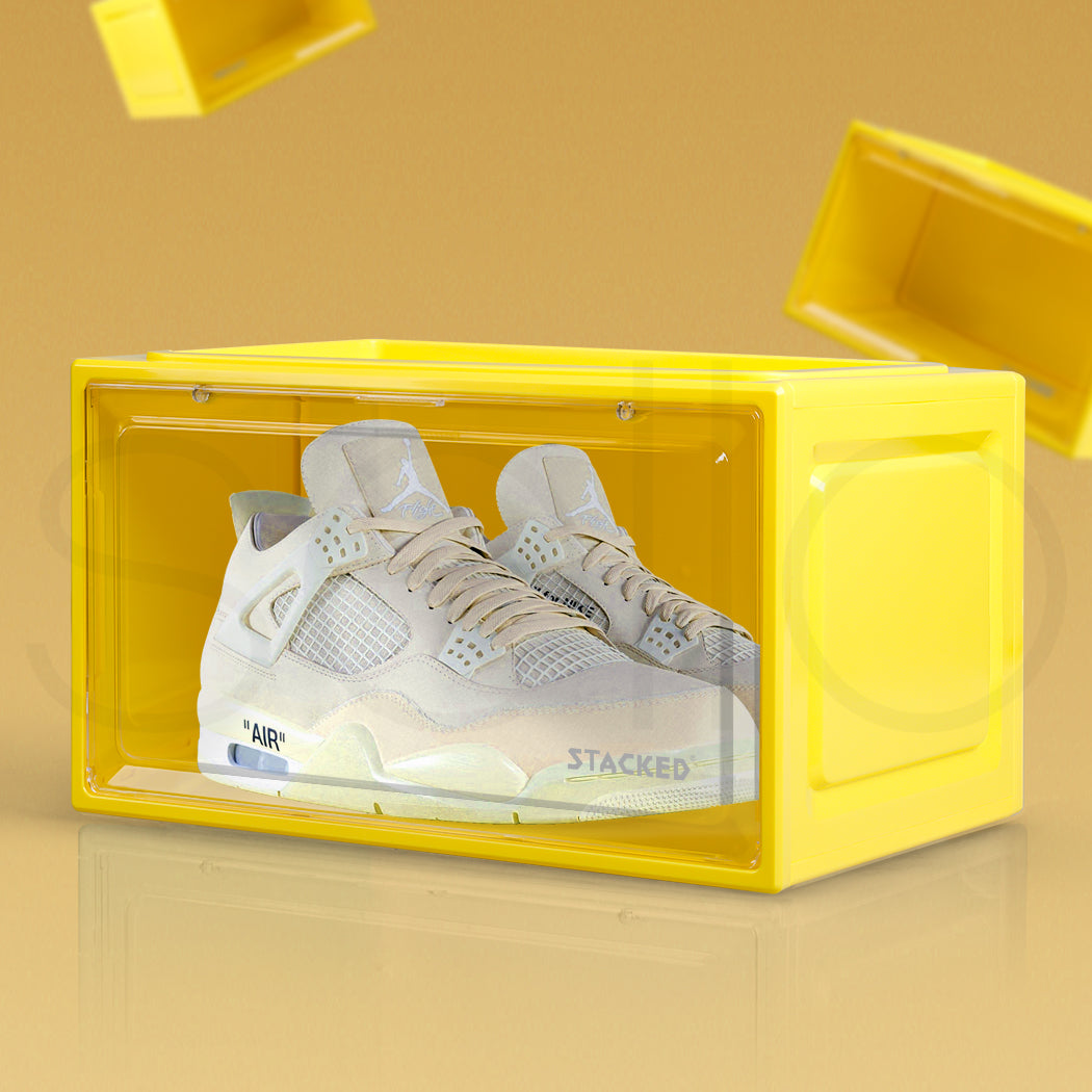 Stacked Sneaker Display Case Clear Shoe Yellow-1942352815141818374