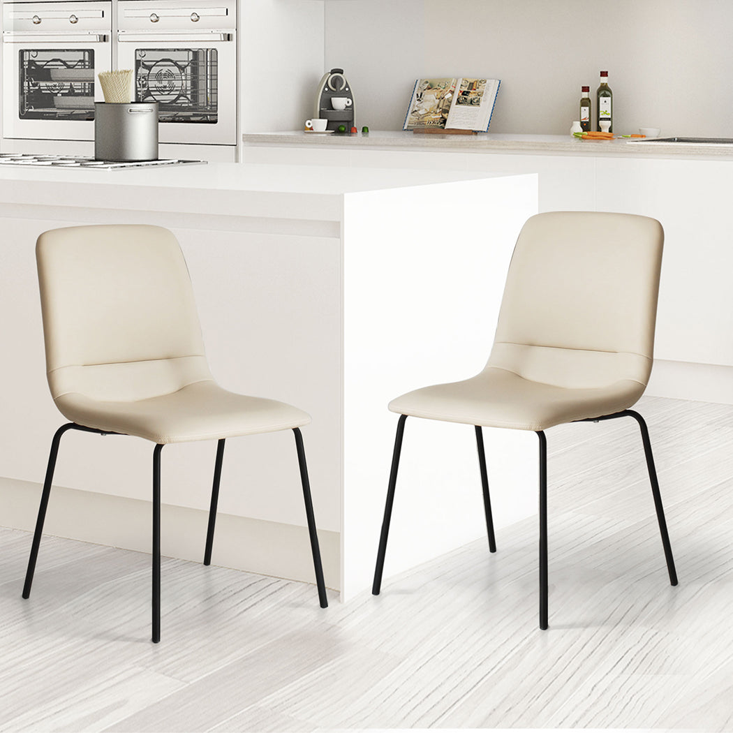 Levede Stackable Dining Chairs Kitchen Beige-1910113294455279622